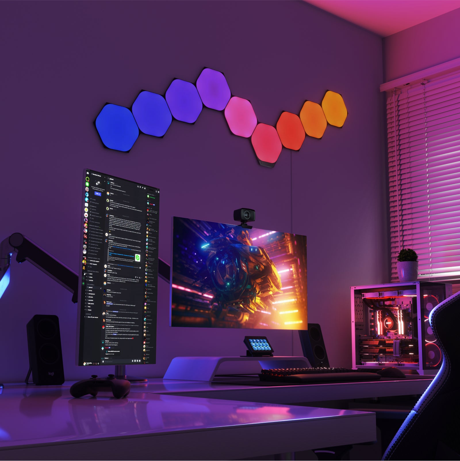 Shapes Ultra Black Hexagons Starter Kit (9 Panels)