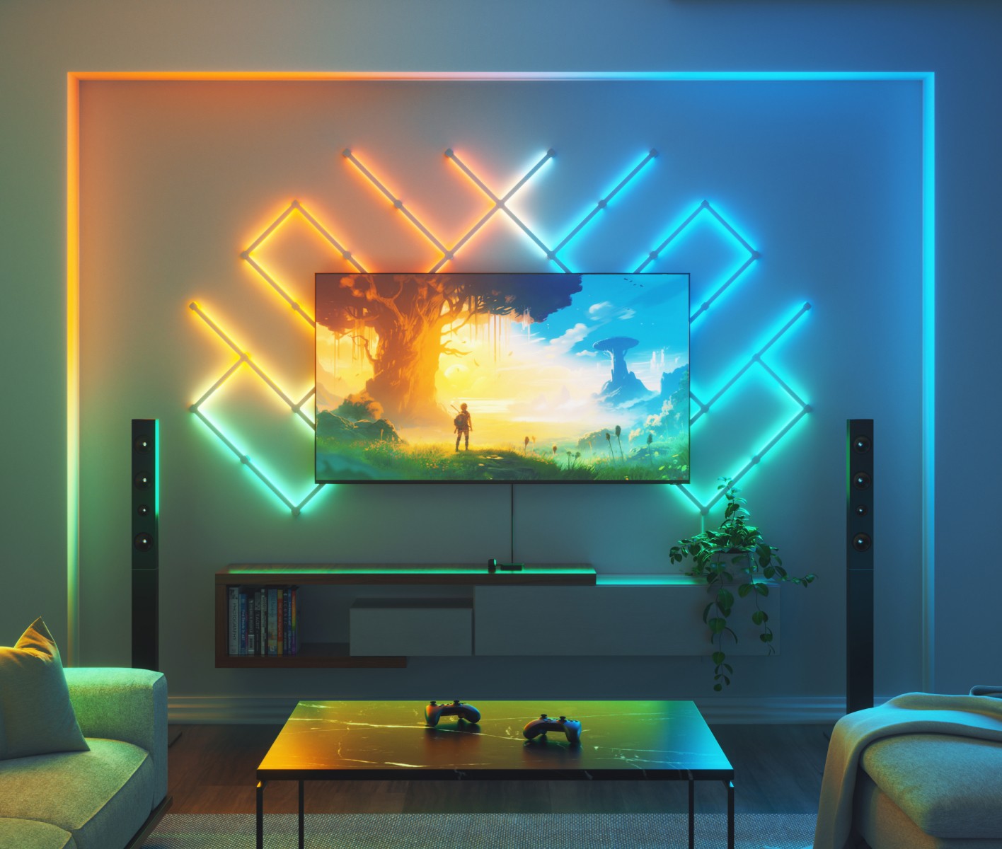 <h3>鏡像至 50+ <tc>Nanoleaf</tc> 帶有 Sync+ 的 RGB 設備</h3>